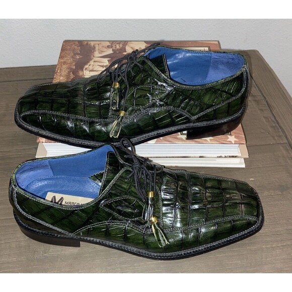 Marco Vicci NICHOLS Croc Embossed Tassel Dress Shoes Dark Green Vintage Size 11M main image 5